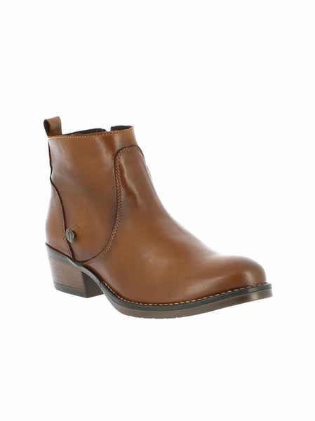 bt00 brown leather Western ankle boot