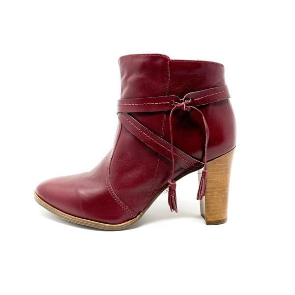 bt00 leather red high ankle boot 38702-2