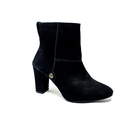 bt00 suede black wooden sole ankle boot
