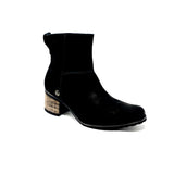 bt00 suede black wooden sole ankle boot