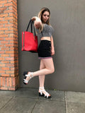 Reversible purse with clutch colors black and red